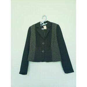 VTG Lana Lee Womens 10 Jacket Cropped Retro Black Gray Artsy Pinstripe Indie